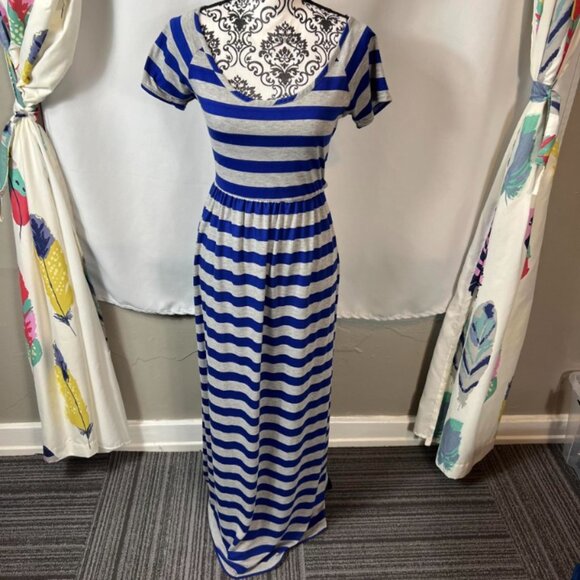 Bailey Girl Royal Blue & Gray Striped Cutout Maxi Dress Size M - Picture 3 of 10